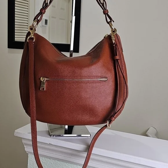 Coach Sutton Pebbled Leather Hobo Shoulder/Crossbody Bag in Dark Carmel EUC - Picture 4 of 7